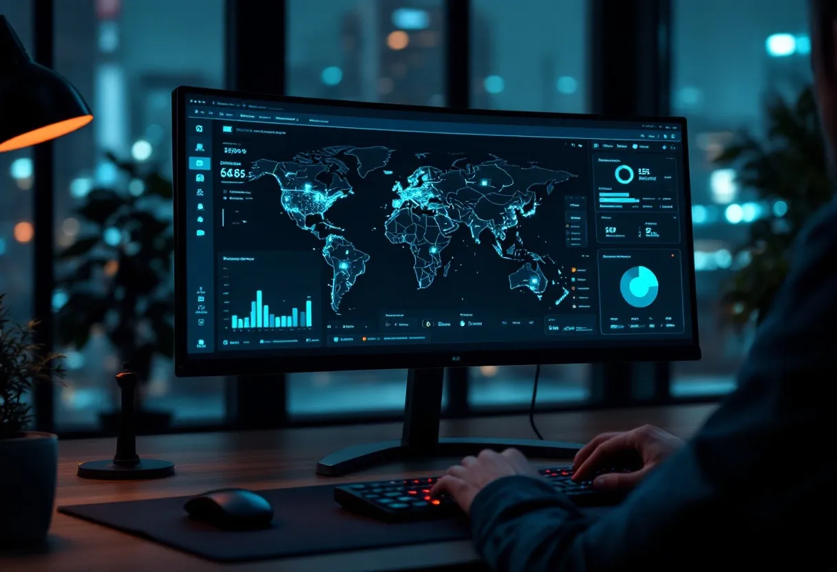 Orbit logistics fleet-tracking dashboard on a widescreen monitor