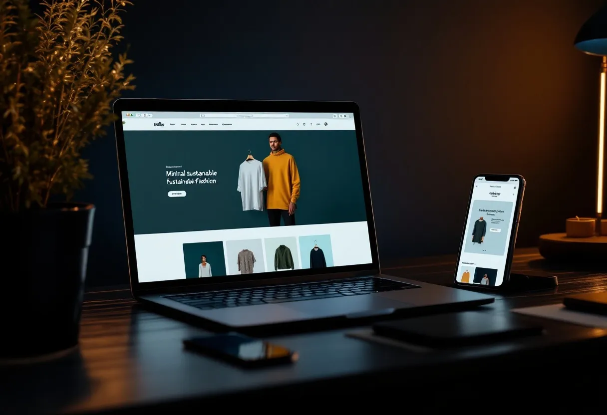 Selva sustainable-fashion online store on a laptop and phone
